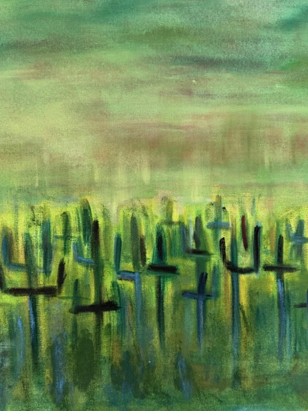 Cactus Art-Vintage Original Acrylic Painting - Southwest Desert Wall Decor